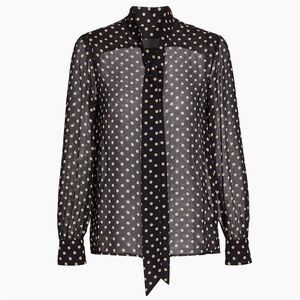 Nili Lotan Carina Black and Beige Polka Dot Blouse New with Tags